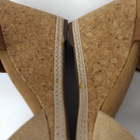 Clarks Soft Cushion Collection Textured Faux Leather Suede Open Toe Cork Size 7M - Picture 7 of 10